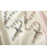 Mother Son Pink and Blue Rosary (one of each) with two prayer Cards and ... - $22.36