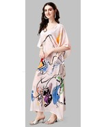 Indian Printed Feather Creme Rainbow Kaftan Dress Women Nightwear - £23.30 GBP