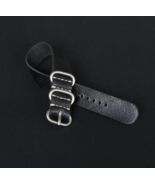 Handmade leather single pass watch strap– Vintage Style in Black Band 18... - $33.00