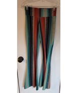 Womens S Crazy Train Multicolor Striped Retro Wide Leg Pants Leggings - £14.80 GBP