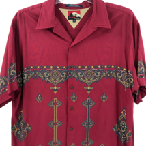 VTG Hilfiger Mens Burgundy Paisley Pattern Rayon Hawaiian Shirt Sz XL Aloha - £65.78 GBP