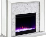 Trandling Mirrored &amp; Faux Marble Color Changing Electric Fireplace, Anti... - $1,043.99