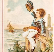 C1890s Victorian Trade Card Sailor Boy Nautical Lithograph Ephemera E83A - $29.99