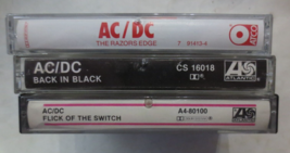 AC/DC Cassette Tapes Lot Of 3 Back In BLACK the Razors Edge Flick of the Switch - $13.98