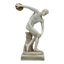 Discobolus Discus Thrower Male Athlete Greek Roman Statue Sculpture 8.27 in - $48.15