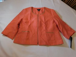 Nue Options Women&#39;s Ladies 3/4 Sleeve Jacket Zip Up 816 Melon Size Varia... - $43.34
