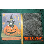 2 Halloween Garden Flags both are 2 Sided Approximately 18 X 12.5&quot; - $5.00