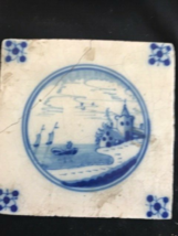 Antique Dutch Delft blue and white tile , with typical dutch scene 18th/19th... - £38.83 GBP