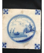 Antique Dutch Delft blue and white tile , with typical dutch scene 18th/... - £37.02 GBP