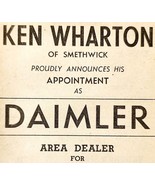 1954 Ken Wharton Smethwick Daimler Car Dealer Advertisement Automobilia ... - $28.01 CAD
