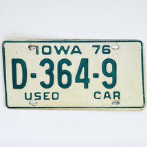1976 United States Iowa Used Car Dealer License Plate D-364-9 - $18.80