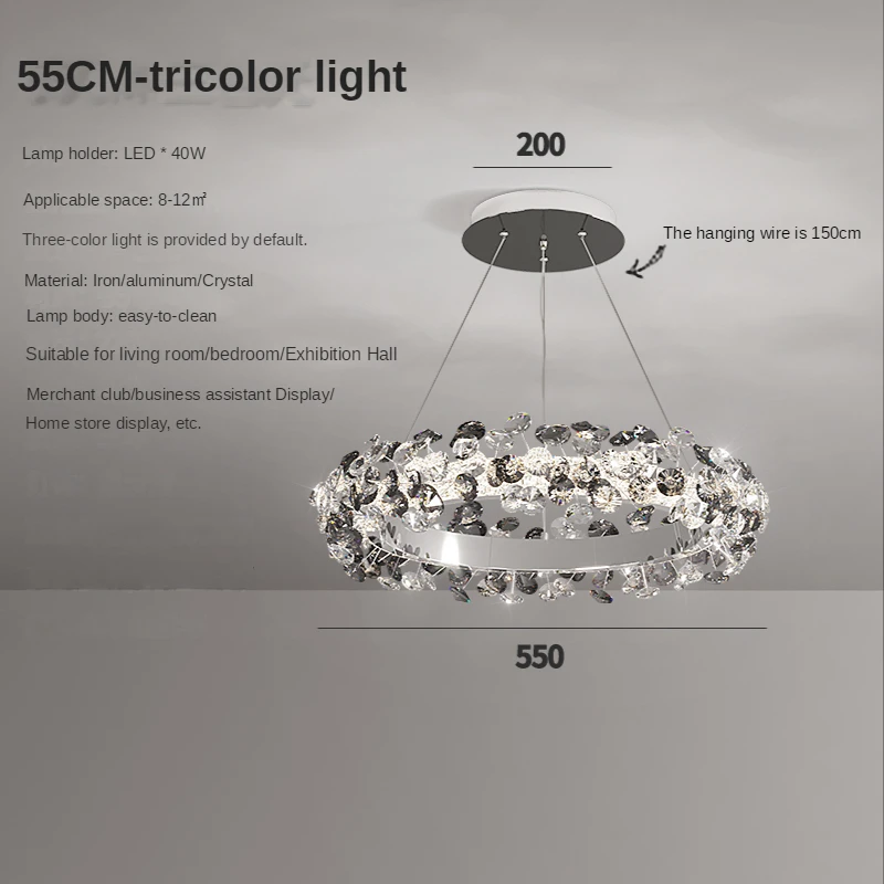  Flower Crystal Ceiling Chandeliers Ring Living Dining Room Pendent Lamp Home D - £127.37 GBP