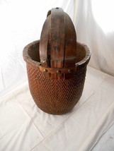 Antique Wooden / Wicker Farm Bucket - £35.46 GBP