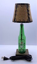 Heineken Beer Bottle TABLE LAMP Package w/ Candelabra Bulb &amp; Double Laced Shade - £42.85 GBP