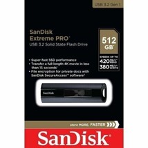 SanDisk 512GB Extreme Pro Flash Drive USB 3.2,High Speed 420MB/s SDCZ880 SSD New - £75.25 GBP