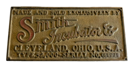 Faceplate Smith Incubator Cleveland Ohio OH Brass Metal Made &amp; Sold Vintage 8 In - £20.97 GBP