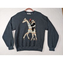 Riot Society Sweatshirt Charcoal Gray Bear On Giraffe Print Mens Size M - $19.68