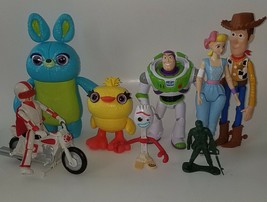 8 Disney Toy Story 4 Figure Lot Poseable Woody Buzz Duke Bo Peep Bunny Ducky - £78.17 GBP
