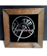 New York Yankees Black w/ Silver Foil Carnival Prize Vtg Wood Frame 7.25... - £22.39 GBP