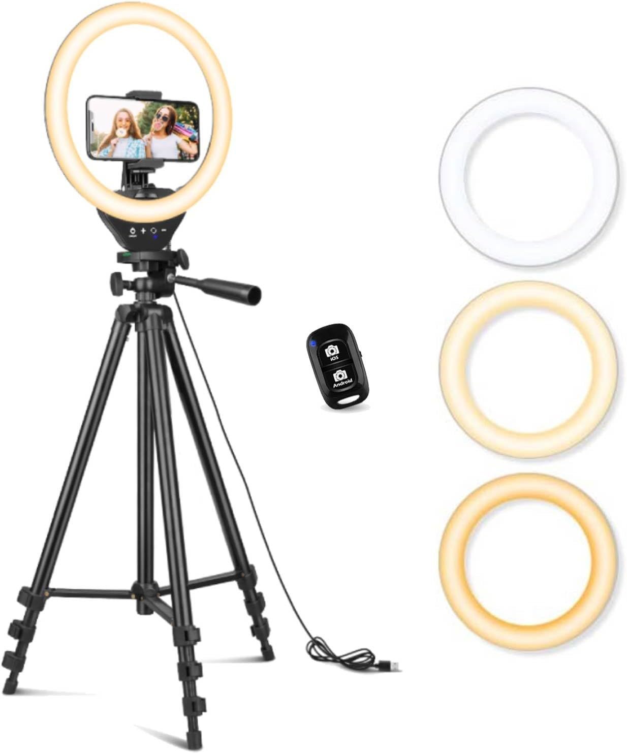 Sensyne 10&#39;&#39; Ring Light With 50&#39;&#39; Extendable Tripod Stand, Led Circle Li... - $36.99