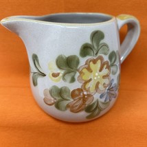 Louisville Stoneware Pottery Pitcher Country Flowers Yellow 4 Cups Discontinued - £23.19 GBP