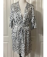 David&#39;s Bridal Kimono Style Robe Sz S/M White Black Animal Print Satin W... - $13.88