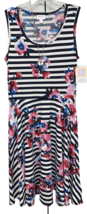 NWT 2.0 LuLaRoe Medium Black White Striped &amp; Floral Nikki Sleeveless Dress - $44.00