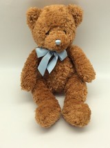 FAO Baby 5th Avenue Schwarz Brown 13&quot; Teddy Bear Plush Blue Nose Super Soft - £18.97 GBP