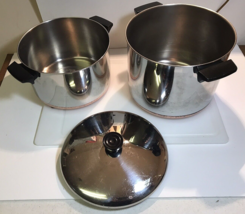 BUNDLE: Two Used Revere Ware Pots (6 Qt &amp; 8 Qt) With One Lid, Fits Both - £50.99 GBP