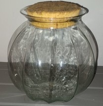 Vintage Glass Pumpkin Shape Apothecary Jar Cork Lid Made in Spain - £43.72 GBP
