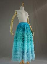 Navy Blue Tiered Tulle Skirt Women Plus Size Layered Tulle Midi Skirt image 7