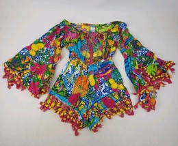 Antica Sartoria Giacomo Cinque Romper OS City by the Sea Pom Tassel Boho... - $48.99