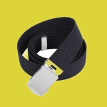 MILITARY ARMY NAVY ROTC BLACK WEB BELT SILVER BUCKLE ADJUSTABLE 19" - 47... - $12.66