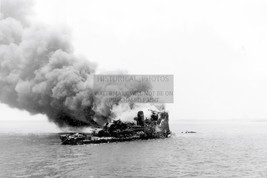 Uss Longshaw Fletcher Class Destroyer Burning At Okinawa WW2 4X6 Photo Postcard - £6.75 GBP