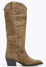 ZARA BNWT 2025. SAND BROWN SPLIT SUEDE LEATHER KNEE HIGH BOOTS. 2053/610... - $175.95