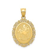 14K Yellow Gold Sagittarius Zodiac Oval Pendant - €248,20 EUR