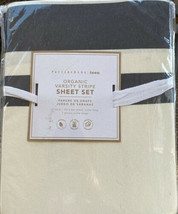 Pottery Barn Organic Varsity Stripe Sheet Set XL Twin in Ivory Classic Navy - $56.06