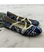 OTBT Womens Park City Strappy Ballet Flats Size 10 Blue White Shabori Print - $35.63