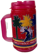 Panama City Beach Florida Collector Whirley 24 oz Mug  Pink Cup Spill proof Lid - £10.45 GBP