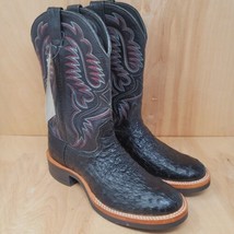 Larry Mahan Men&#39;s Cowboy Boots Size 9 B Black full ostrich quill - £548.17 GBP