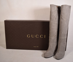 Gucci Womens Dusty Gray Suede Knee High Boots Black 36 Italy - £234.52 GBP