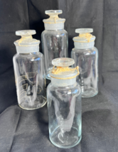 Antique Lot Of 4 TCW Co USA Clear Glass Apothecary Pharmaceutical Chemis... - $29.95