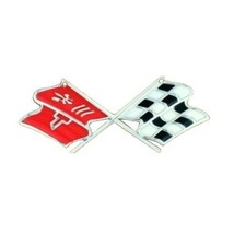 C3 Corvette Crossed Flag Metal Magnet Emblem Art Size: 6&quot; x 2.5&quot; Cross 68 - 76 - £15.69 GBP