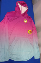NEW EUC BUCCEES GOOD TIDES &amp; BUCCEES VIBES WARM PULLOVER PINK/BLUE HOODI... - $22.83