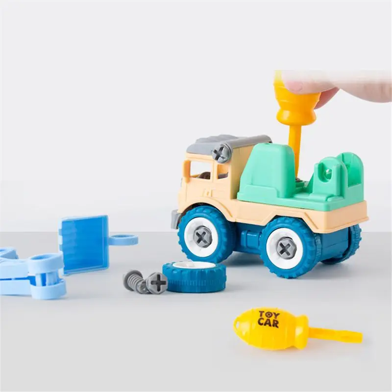 Play 4pcs Construction Toy Engineering Car Fire truck Screw Build and Take Apart - £22.91 GBP