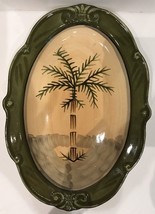 SAUVIGNON WEST INDIES Oval Serving Platter Palm Tree Scalloped Edge Gree... - $74.25