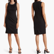 Eliza J Faux Pearl Sleeveless Shift Dress Classic Little Black Dress Size 12 NWT - £96.19 GBP
