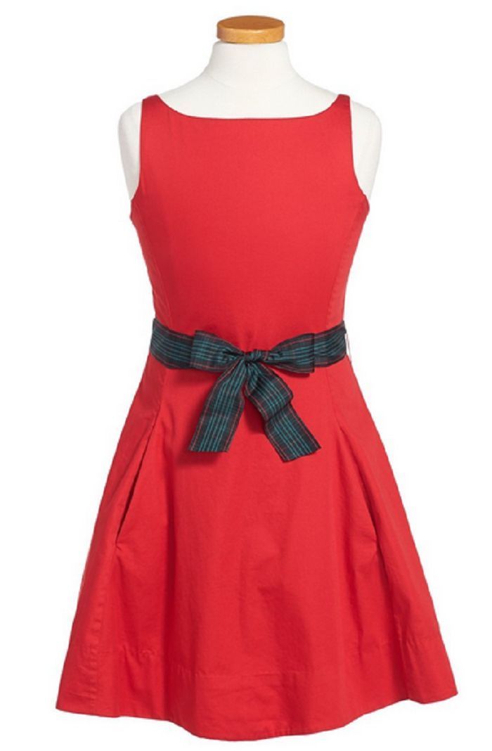 Girl's Ralph Lauren Sleeveless Cotton Sateen Dress, Red, Size 4, MSRP $69,5 - $34.64