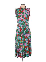 NWT J.Crew Pleated Shirtdress in Green Pink Confetti Floral Crepe Dress ... - $92.00