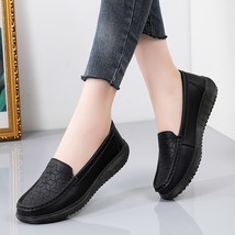 New Women Flats Shoes Women Genuine Leather Shoes Woman Loafers Slip On Ballet F - £28.60 GBP